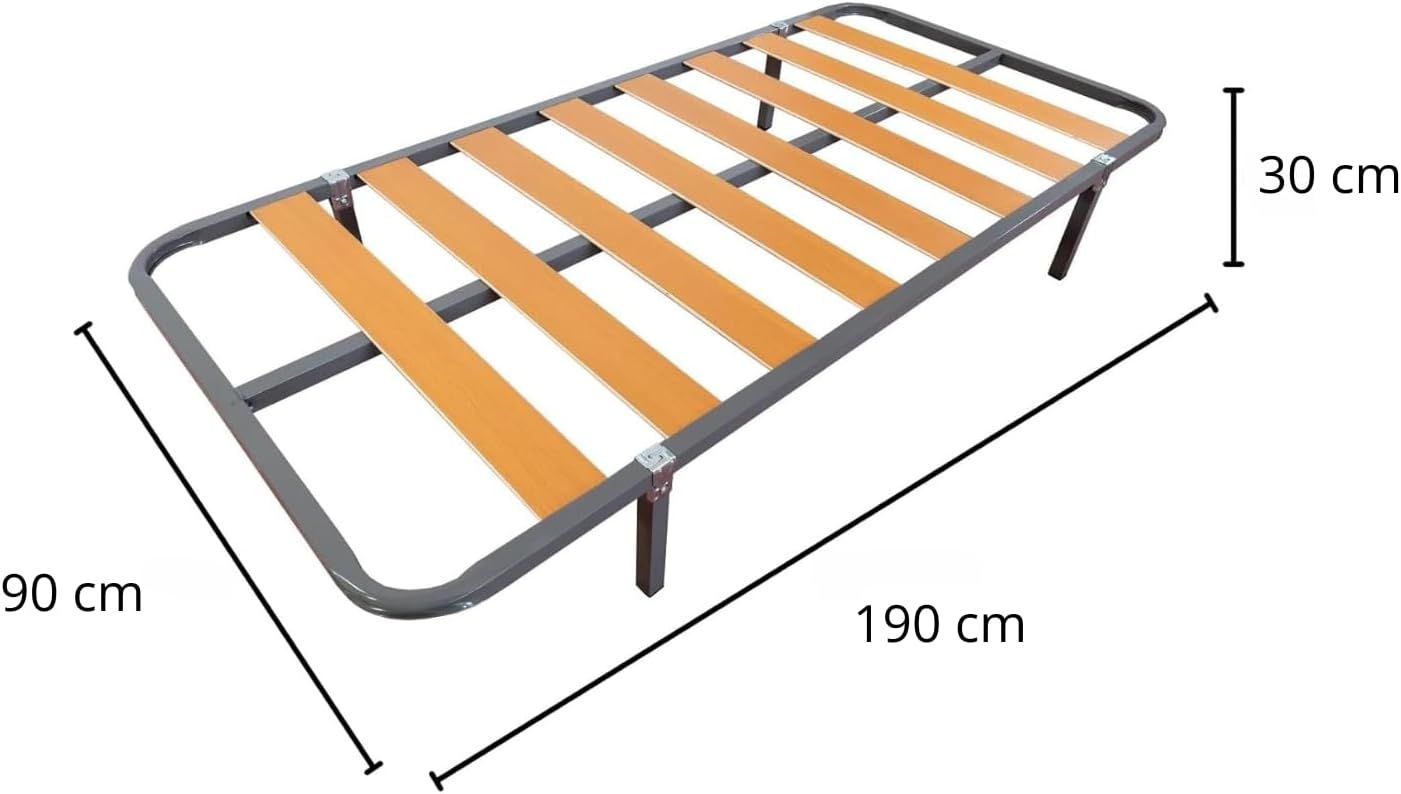 Somier Eco para Cama 90 x 190 cm Somier Sin Patas Láminas9cm y Estructura de Tubos de Acero