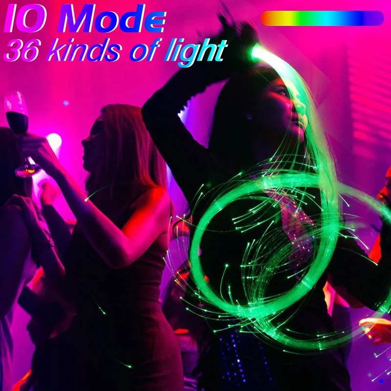 2023 LED Fibra Óptica Chicote USB Recarregável Optical Hand Rope Pixel Light-up Chicote Fluxo Toy Dance Party Lighting Show Para Festa