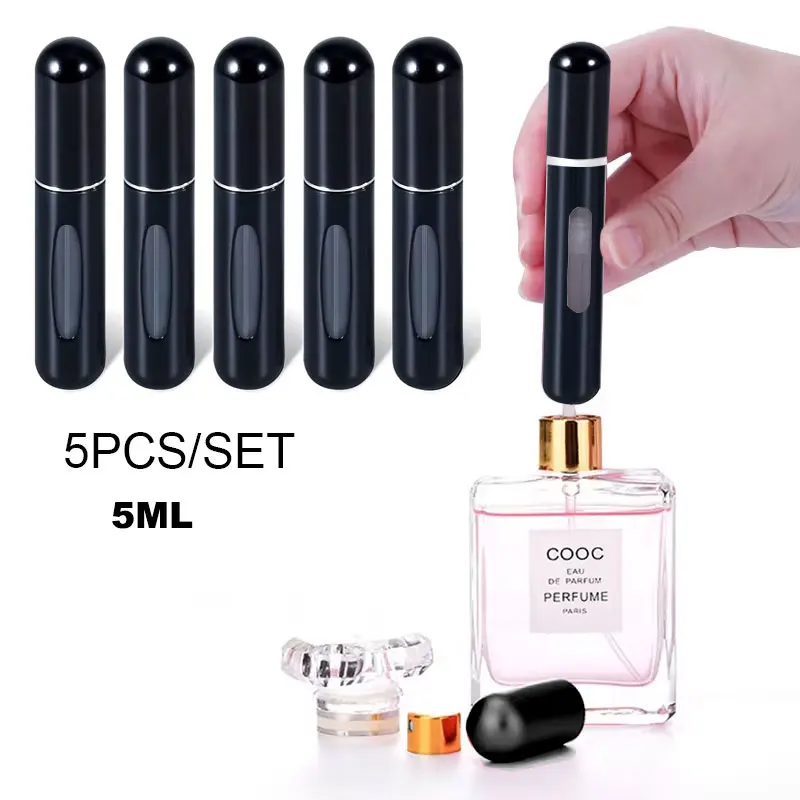 Mini bouteille de parfum portable, d'extraction de 5ml, d'extraction de parfum, spray, pompe, contenant pour cosmétiques africains, atomiseur pour voyage, 5 pièces