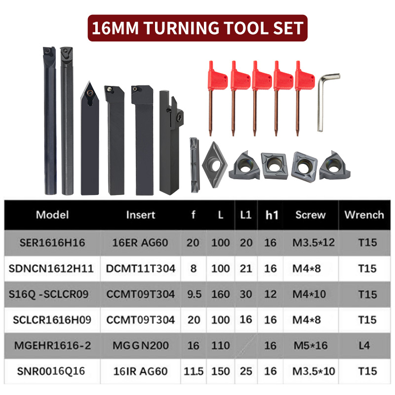 Juegos de herramientas de torneado MGEHR SDJCR SDNCN SCLCR SER SNR, barra perforadora de torno con 7 Uds., soporte de corte CNC de inserción de carburo, 10/12/16MM
