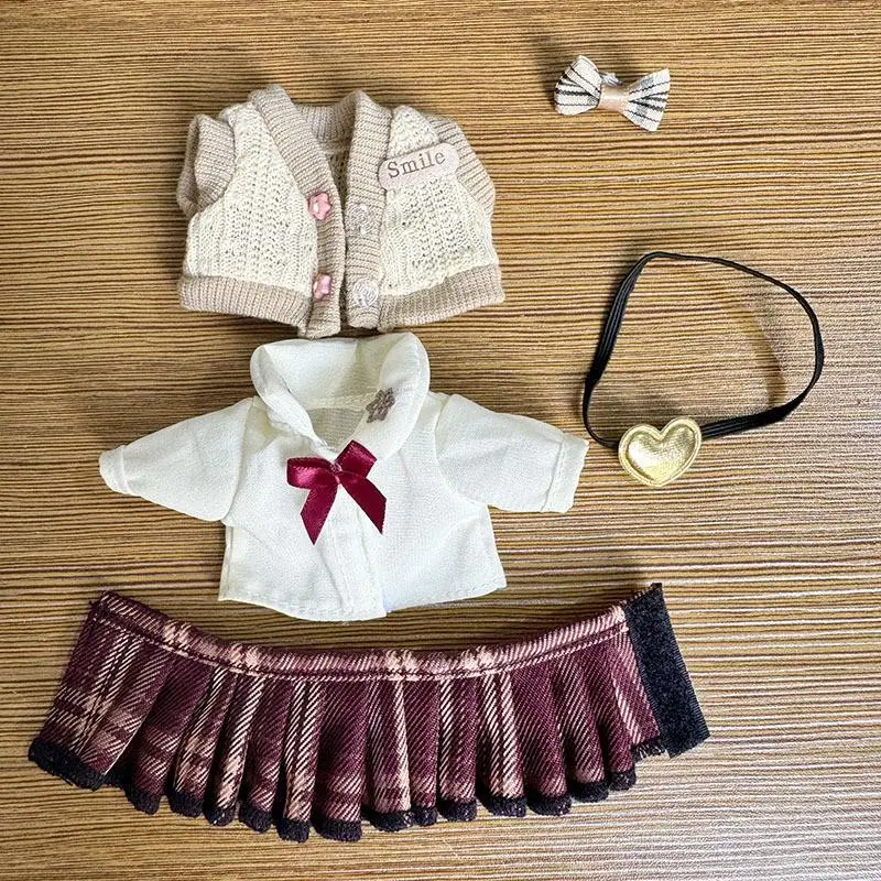 17 ซม.สําหรับ Labubu ชุดเสื้อผ้าตุ๊กตาอุปกรณ์เสริมตุ๊กตา JK กระโปรงชุด