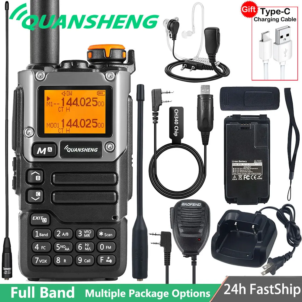 Quansheng UV K5 (8) Walkie Talkie Am Fm estación de conmutación de Radio bidireccional juego inalámbrico de jamón receptor de largo alcance Quansheng UV-K6