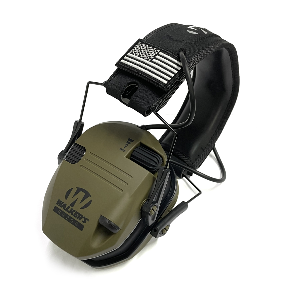 NRR 23dB Shooting Ear Protection with US Flag Electronic Earmuffs for Shooting/Hunting Noise Reduction Headphones