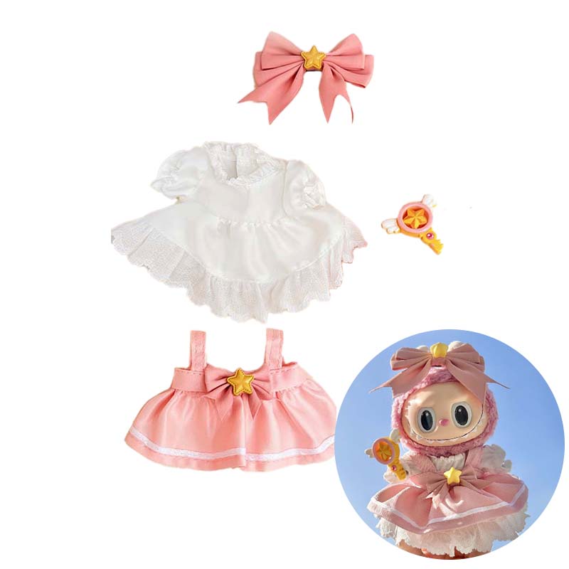 15/17cm śliczne Mini Labubu ubranka dla lalki strój Kawaii Cardcaptor Sakura styl Labubu Idol lalki odzież akcesoria element ubioru