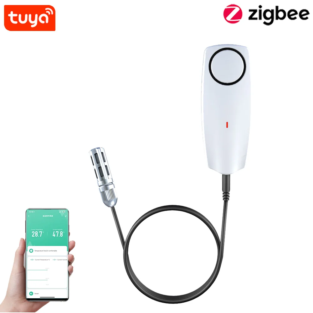 Termômetro higrômetro Tuya Smart Zigbee com carga USB de temperatura externa ou bastão recarregável