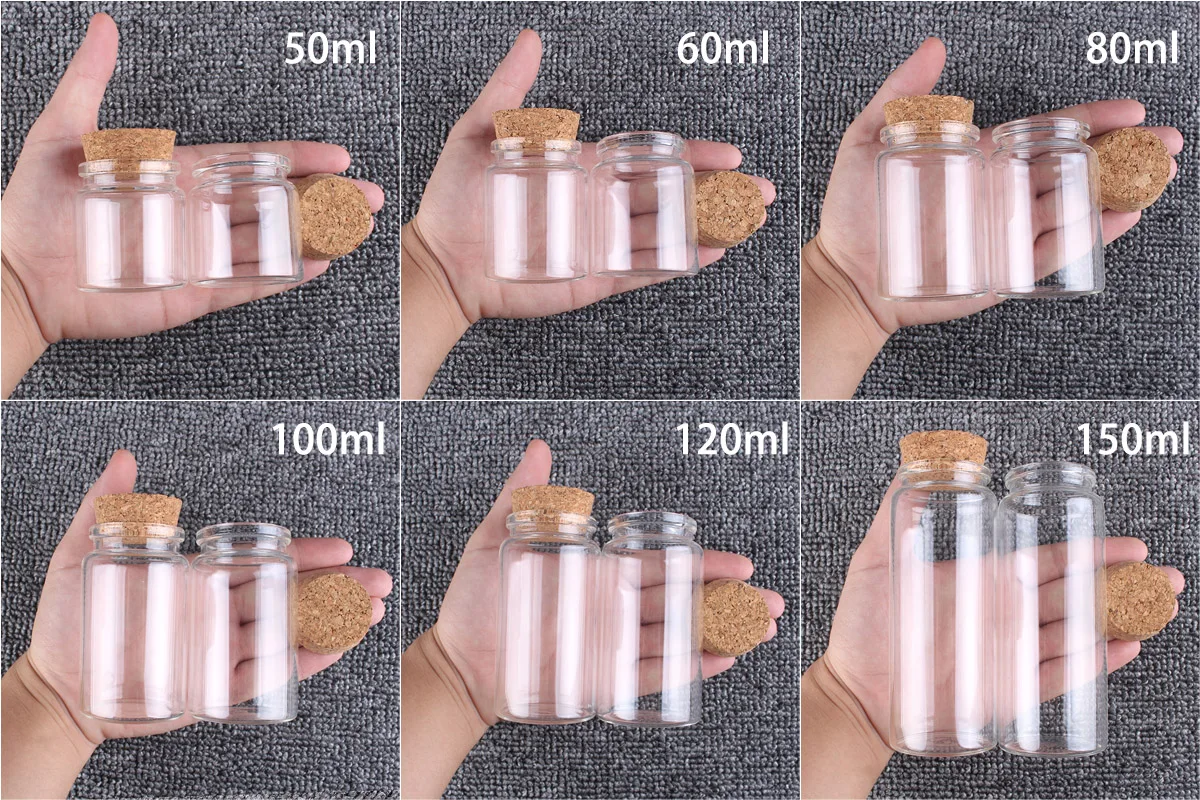 2 Cái/lốc 50Ml 60Ml 80Ml 100Ml 120Ml 150Ml Chai Thủy Tinh Với Nút Chai Kẹo Đựng Gia Vị bình Cho Nghệ Thuật Thủ Công Cưới Ủng Hộ 6 Kích Cỡ Chữ U Chọn