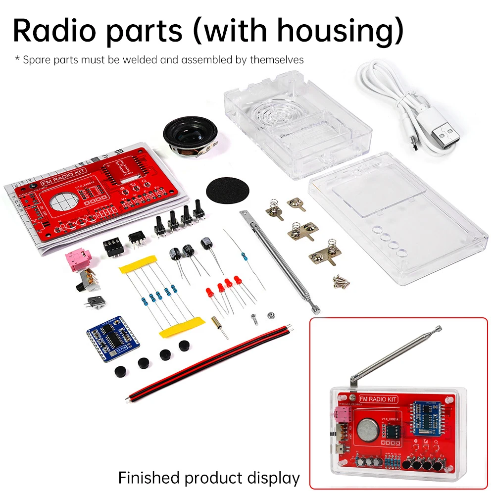 RDA5807 87-108MHZ FM Radio DIY Kit Welding Practice Parts Simple/with Digital Display Micro USB