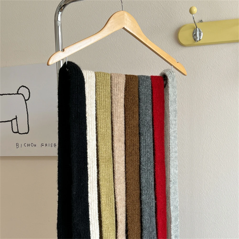 Nueva bufanda larga estrecha de Color sólido para mujer, versión coreana, bufandas de lana tejidas, bufanda de Mohair de Cachemira de imitación para mujer