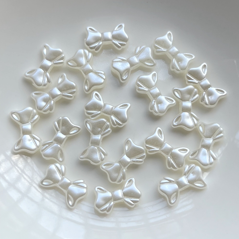 30pcs ABS Butterfly Knot Loose Beads White Straight Hole DIY Beads Handmade Material Accessories  pearl beads
