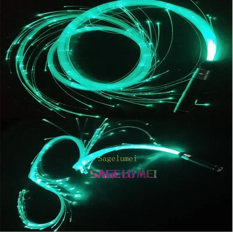 USB wiederaufladbares LED-Glasfaser-Peitschenlicht 360° °   Drehbare optische Peitsche, mehrfarbig, Disco-Tanz-Glühpeitsche, Sparkle Flow Party-Schnur