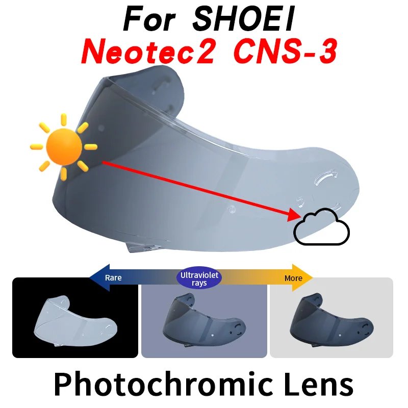 Visera fotocromática SHOEI Neotec 2 CNS-3 Disponible Visera Separada Reemplazo Casco Parabrisas