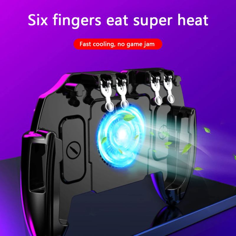 M10 M11 6 ngón tay gamepad điện thoại di động chụp Nút chơi game kích hoạt Gamepad cho pubg điều khiển trò chơi cần điều khiển với quạt làm mát