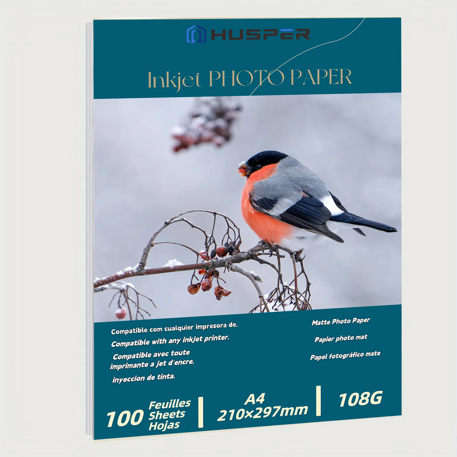 HUSPER A4 taille 108G mat 100 feuilles de papier photo pour imprimante jet d'encre