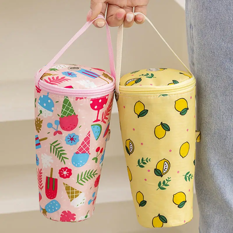 Bolsa de mano portátil para té de la leche, bolsa de preservación del calor, cubierta de taza aislada, bolsa para paraguas, bolso, accesorios para bebidas y acampada