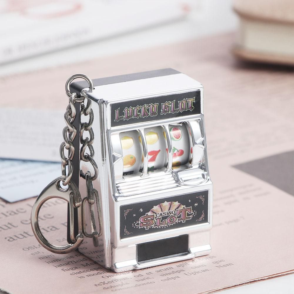 Retro Mini Fruit Slot Machine Birthday Lucky Jackpot Keychains Creative Gift Toy Safe Coin Operated Games Gambling Arcade Model