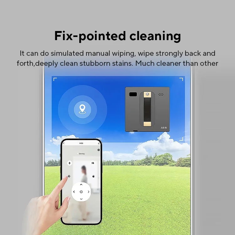 ロボット窓掃除機 ABIR WD8、デュアル水スプレー、スマートメモリ、高真空吸引、レーザーセンサー、家庭用壁ガラス掃除ロボット