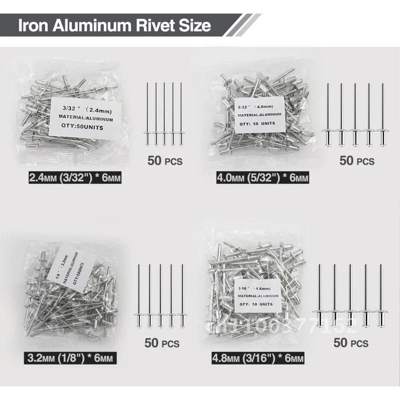 ValueMax Conjunto de Rebitador Manual Profissional Ferramenta de Arma de Rebite Para Rebites DIY 4.0mm Reparação 2.4mm E 4.8mm 3.2mm 200 Casa Com