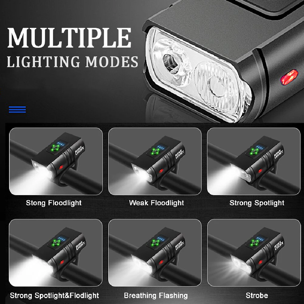 T6 LED 자전거 전면 조명 자전거 헤드 라이트 충전식 밝은 MTB 도로 자전거 헤드 램프 야간 라이딩을위한 LED 사이클링 손전등