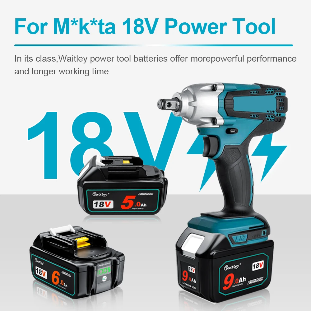 Аккумулятор Waitley 18 В для электроинструментов Makita, сменные аксессуары BL1860 BL1850/литий-ионный аккумулятор