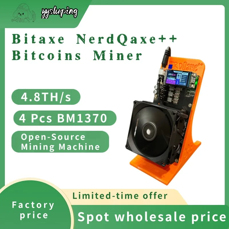 Bitaxe NerdQaxe++ 4.8TH/s Bitcoin Miner com 4 BM1370 Asic Chips Solo BTC Mining Machine 68W 2.4G WiFi Open-Source