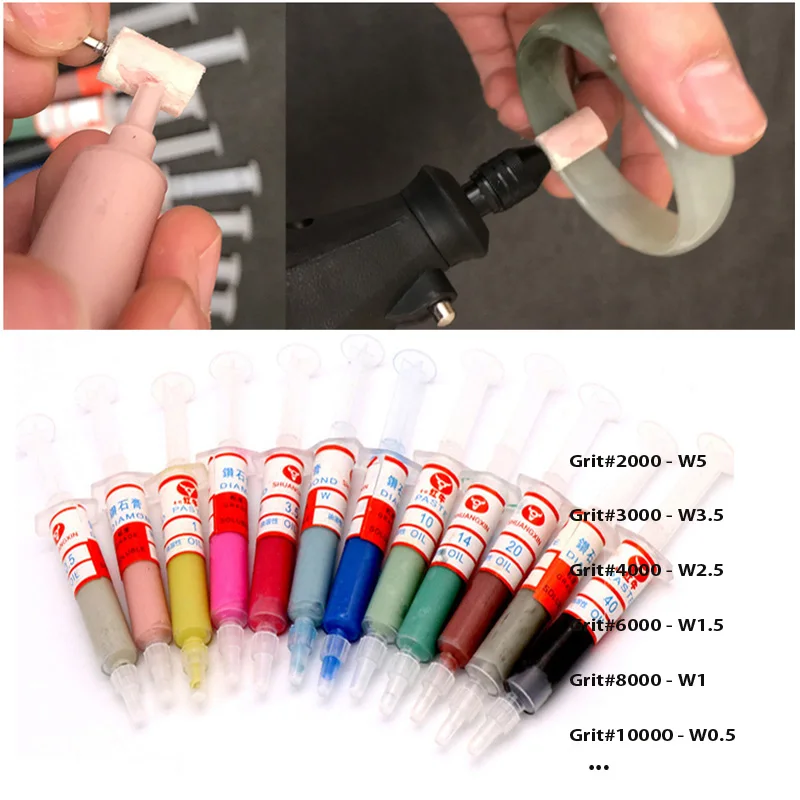 1/6/8/12pcs W0.5 ~40 Diamondes Grinding Polishing Paste Lapping Compound Metal Glass Jade Amber Buffing Abrasive Tools