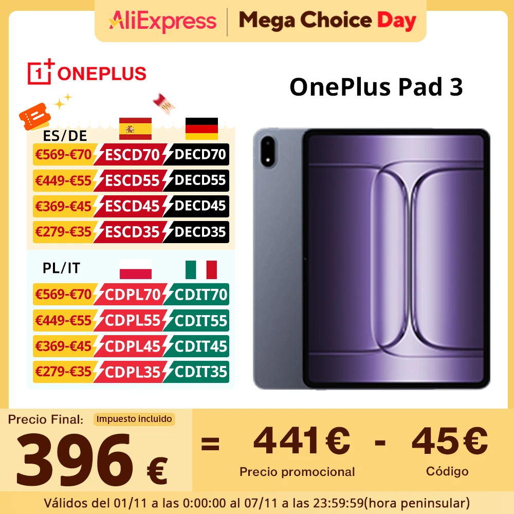 Wersja globalna OnePlus Pad 3 Snapdragon 8 Elite Ekran 13,2 cala 144 Hz Bateria 12140 mAh Aparat tylny 13 MP 8 Głośniki Ładowanie 80 W