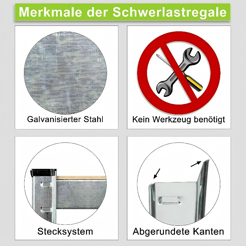 lucn 5-Tier Boltless Metal Shelf - No Tools Storage Rack, Adjustable Garage Shelves for Warehouse/Shed/Shop, 175kg/Shelf