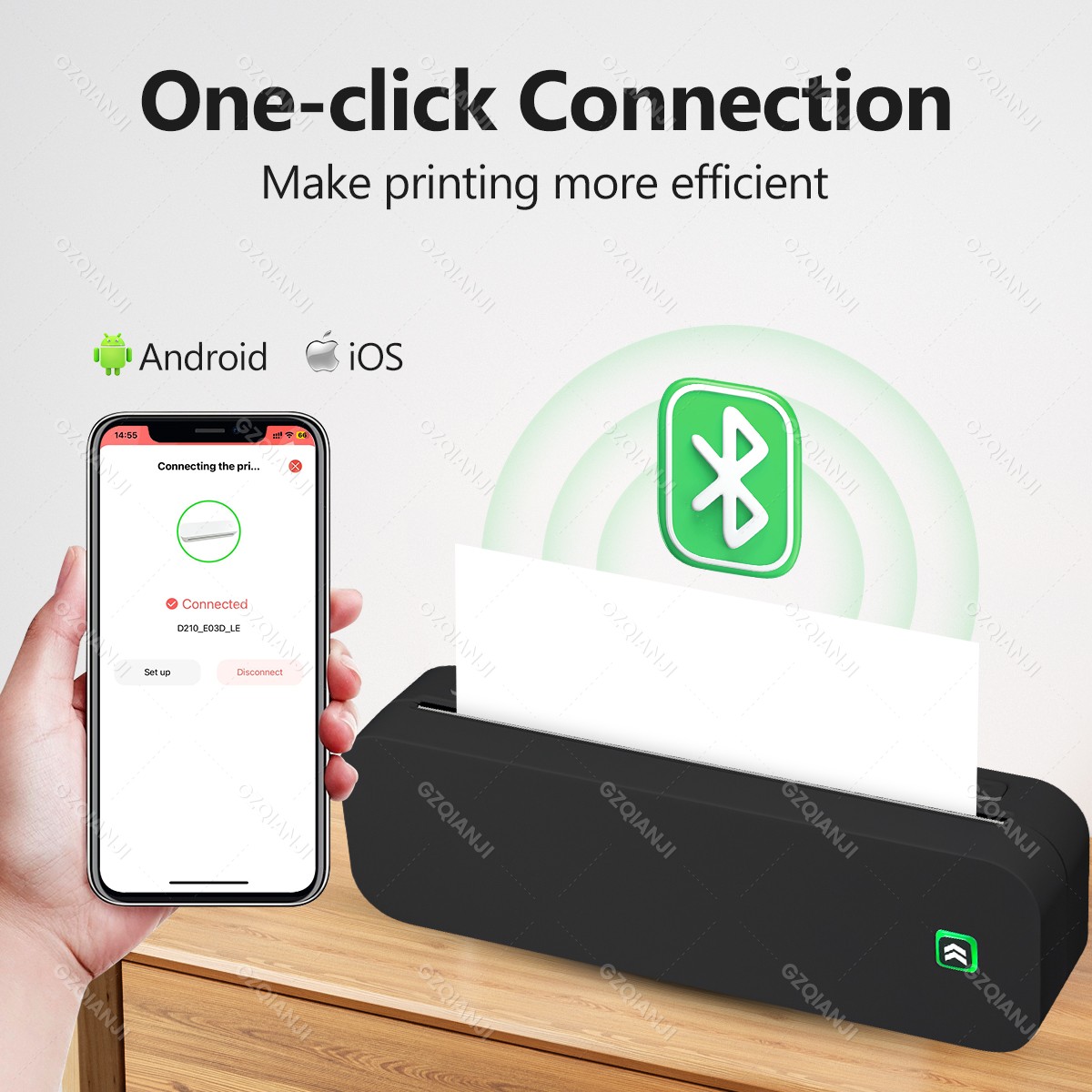 Tragbarer drahtloser a4 drucker bluetooth mobile maker kompatibel mit iphone android pdf foto welt home use druck für reisen