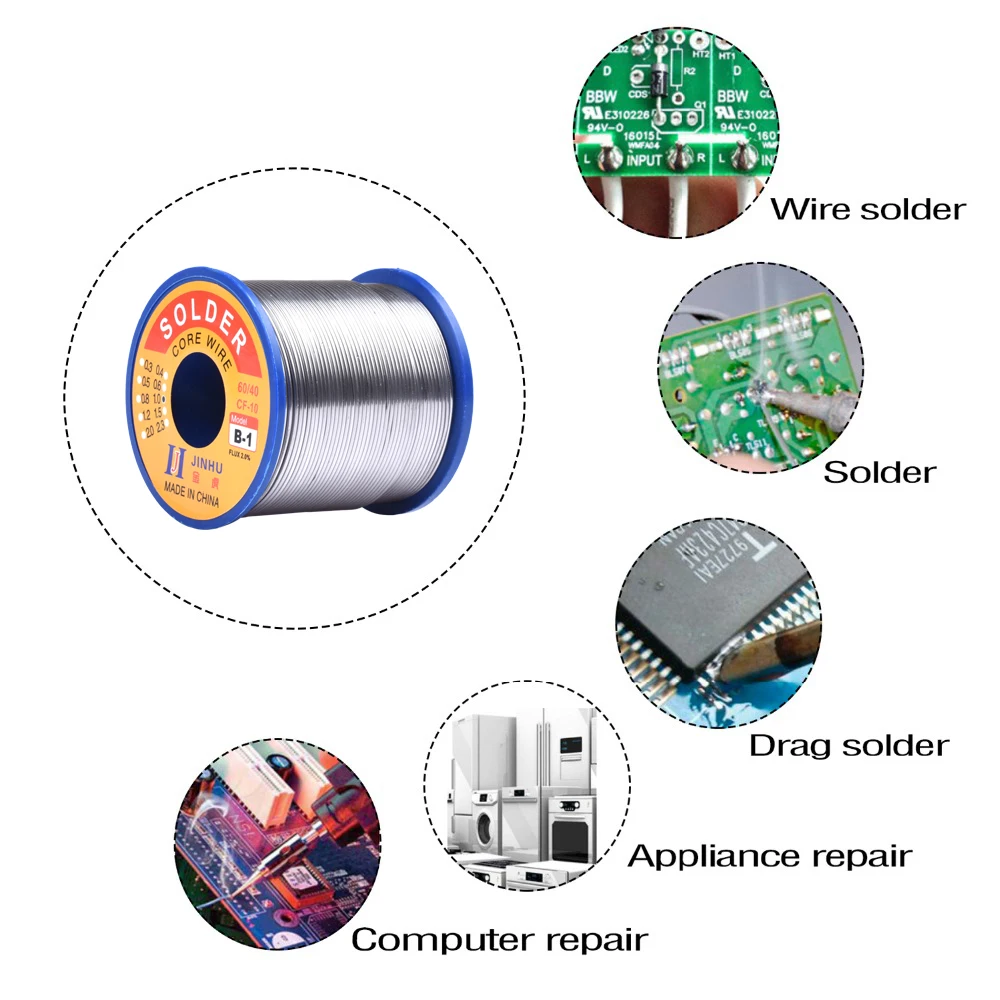 500g 0.5 มม.0.8 มม.1.0 มม.2.0 มม.60% Tin Rosin Core SOLDER สําหรับซ่อมไฟฟ้า,ซ่อม IC