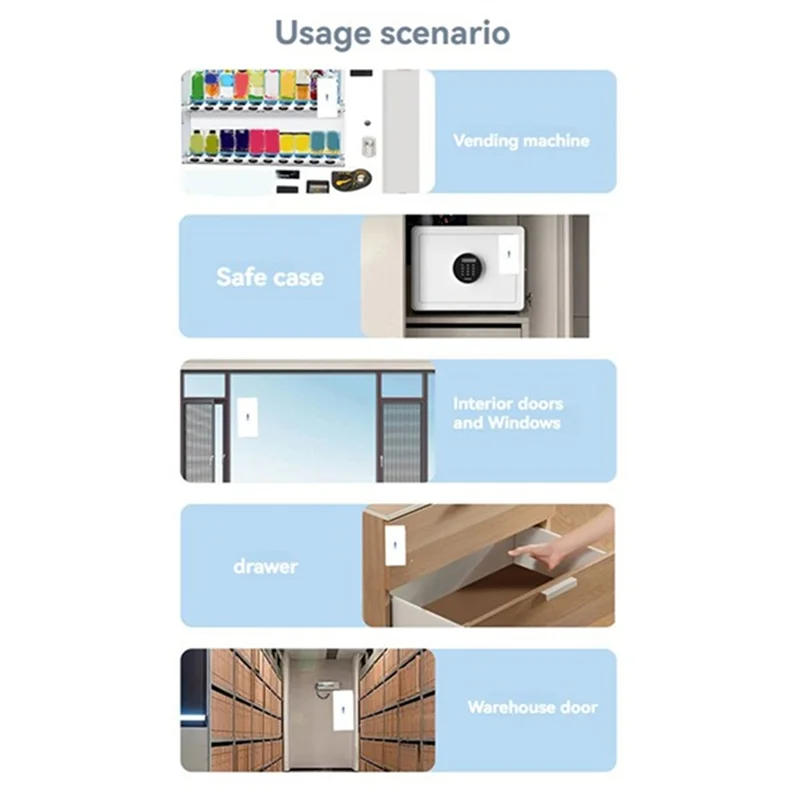 -A96Z 5Pcs 433Mhz Wireless Vibration Glass Break Detector, Adjustable Sensitivity, Compatible With Alarm Systems
