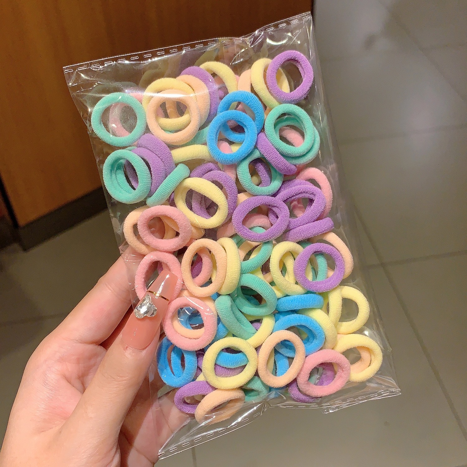 100PCS Frauen Mädchen Bunte Nylon Elastische Haarbänder Pferdeschwanz Halten Kleine Haargummi Gummibänder Scrunchie Haar Zubehör