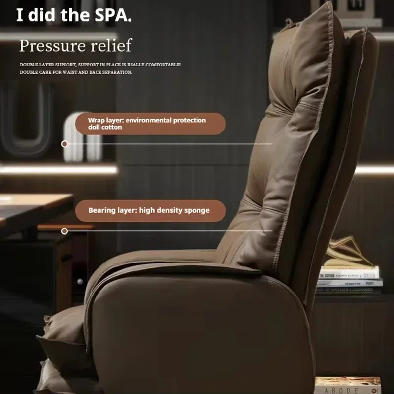Recliner ergonômico para Office Computer Boss, Cadeira executiva de couro, Lounge cadeira giratória, computador reclinável