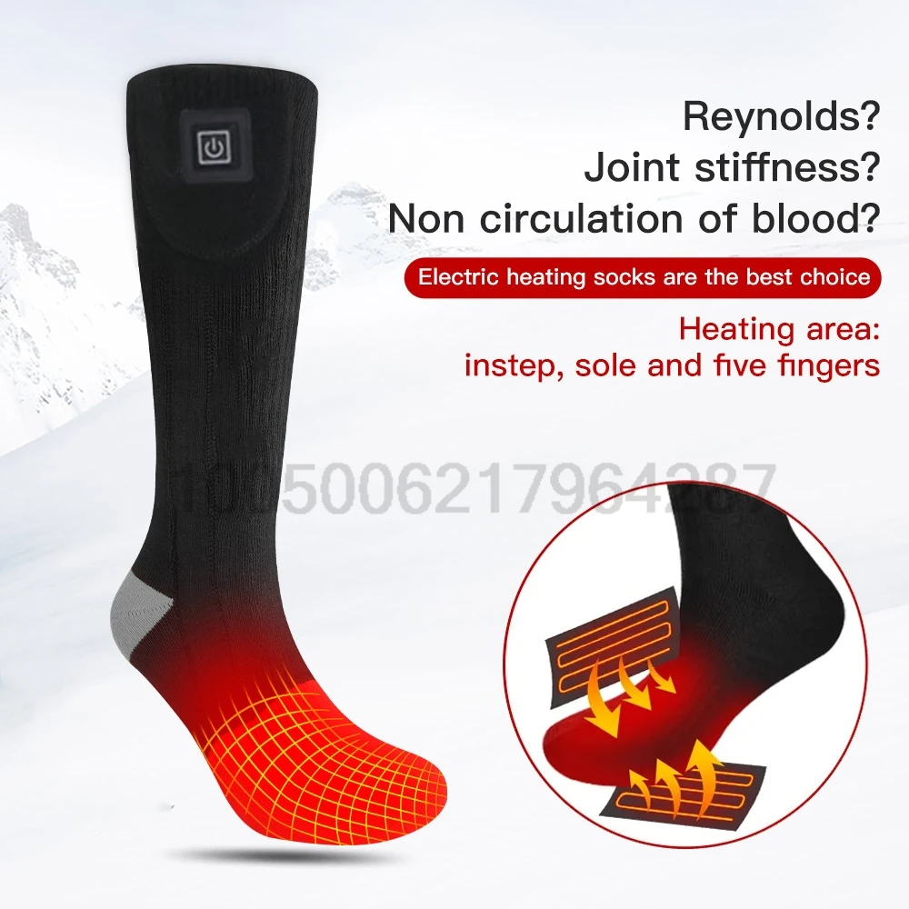 Calcetines calefactables Invierno Cálido Moto de nieve Esquí Calcetines calefactables con estuche para batería Deporte al aire libre Calentador térmico para pies Deportes de esquí