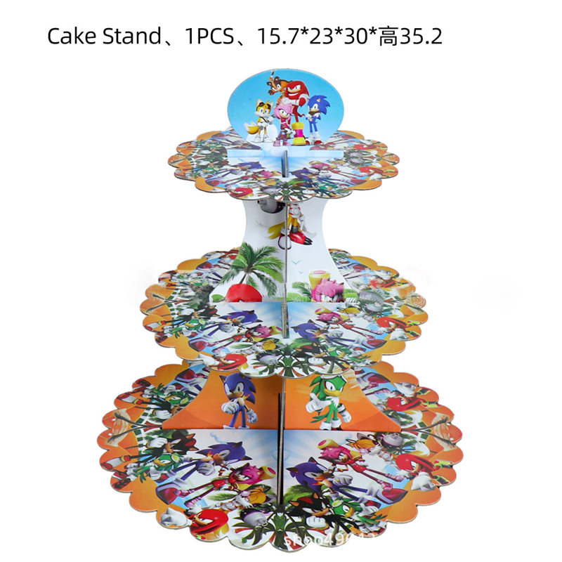 New Cartoon Sonic Party Supplies Boys Birthday Party Disposable Tableware Set Paper Plate Cup Napkins Baby Shower Decorations