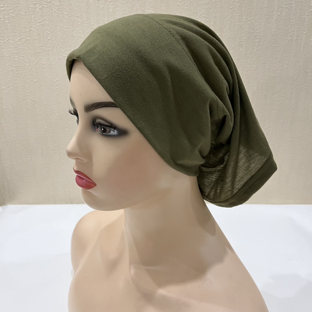 H065 chapéus de tubo liso turbante muçulmano cor pura estiramento hijabs internos para bonés prontos para usar lenço de cabeça feminino sob gorro hijab