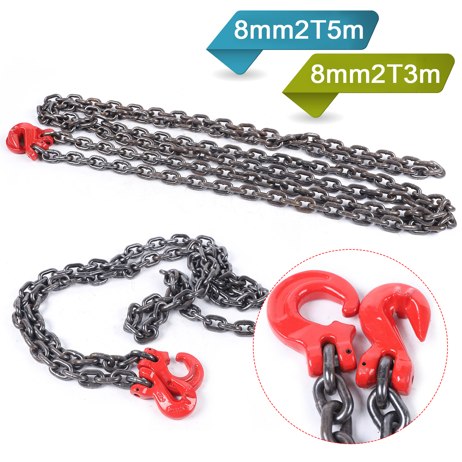 Ferramenta de elevação de eslingas de corrente de perna 2T, ferramenta de elevação de estilingue de corrente de liga de aço 20Mn2 8Mm para mineração, máquinas, portas, construção, etc.