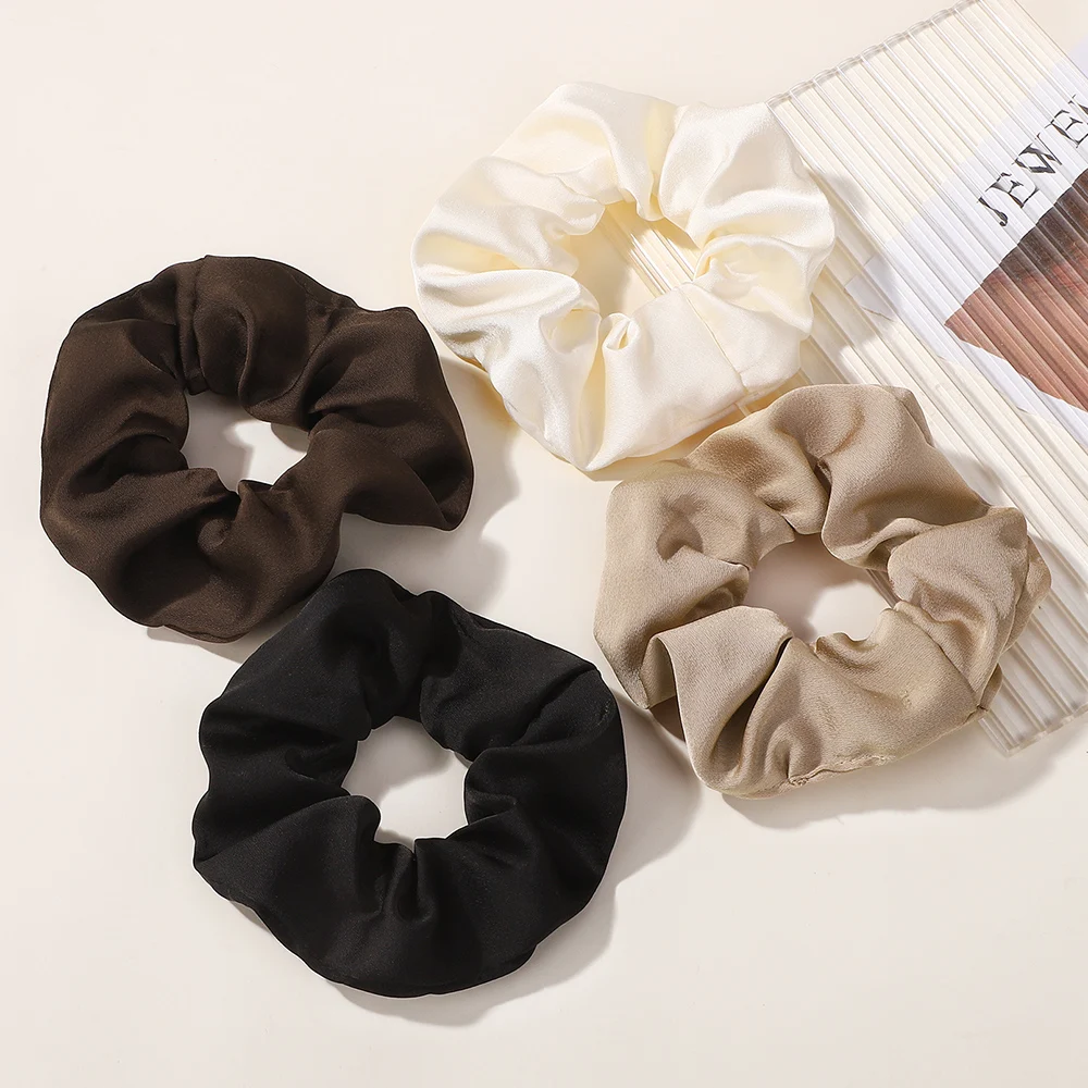 1 pz nastri per capelli in seta vintage fasce elastiche per capelli tinta unita donne ragazze copricapo coda di cavallo cravatte corda accessori per capelli