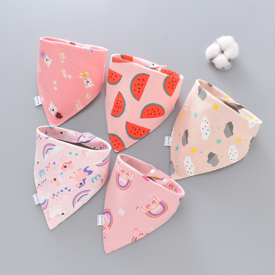 5 ชิ้นผ้าฝ้ายผ้าพันคอกันน้ํา Bibs ผ้าเช็ดตัวเด็กผ้าพันคอสามเหลี่ยมทารกแรกเกิดเด็กชายหญิงดูดซับผ้า Bib ผ้าพันคอน้ําลาย