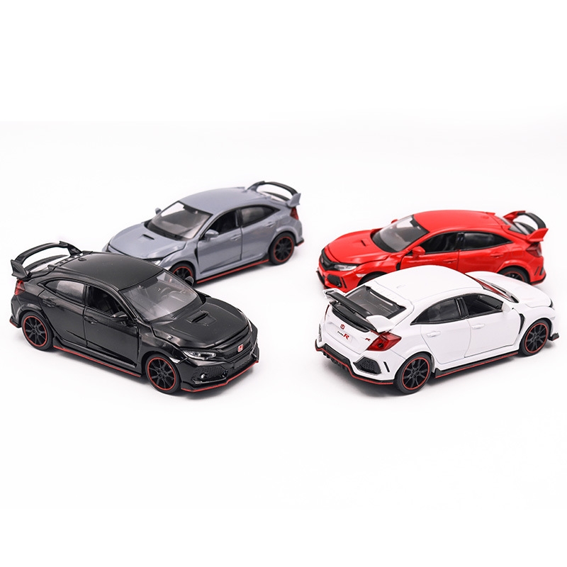 Miniauto Tỉ Lệ 1:32 Honda Civic Type R Đồ Chơi Xe Diecast Model Kéo Lại Cửa Mở Âm Thanh & Đèn Giáo Dục Bộ Sưu Tập quà Tặng