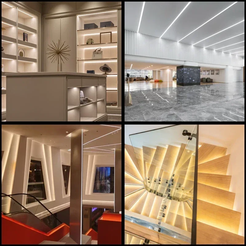 2–30 Stück/Packung LED-Aluminiumprofil, 0,5 m/Stück, U/V-Form, geeignet für 8–12 mm LED-Lichtleisten, Gehäuse, Kanal, Dekormaterialien