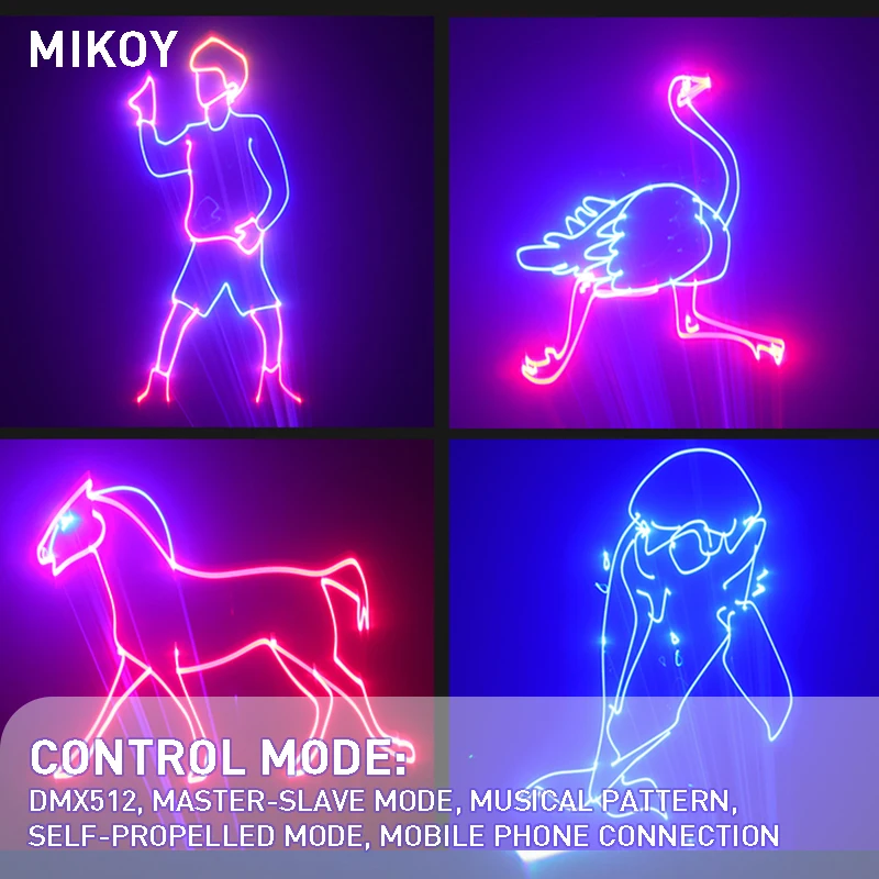 MIKOY 3w 4w 5w RGB lumière Laser avec Bluetooth application Mobile DMX Disco discothèque spectacle Performance maison fête mariage scène lumière