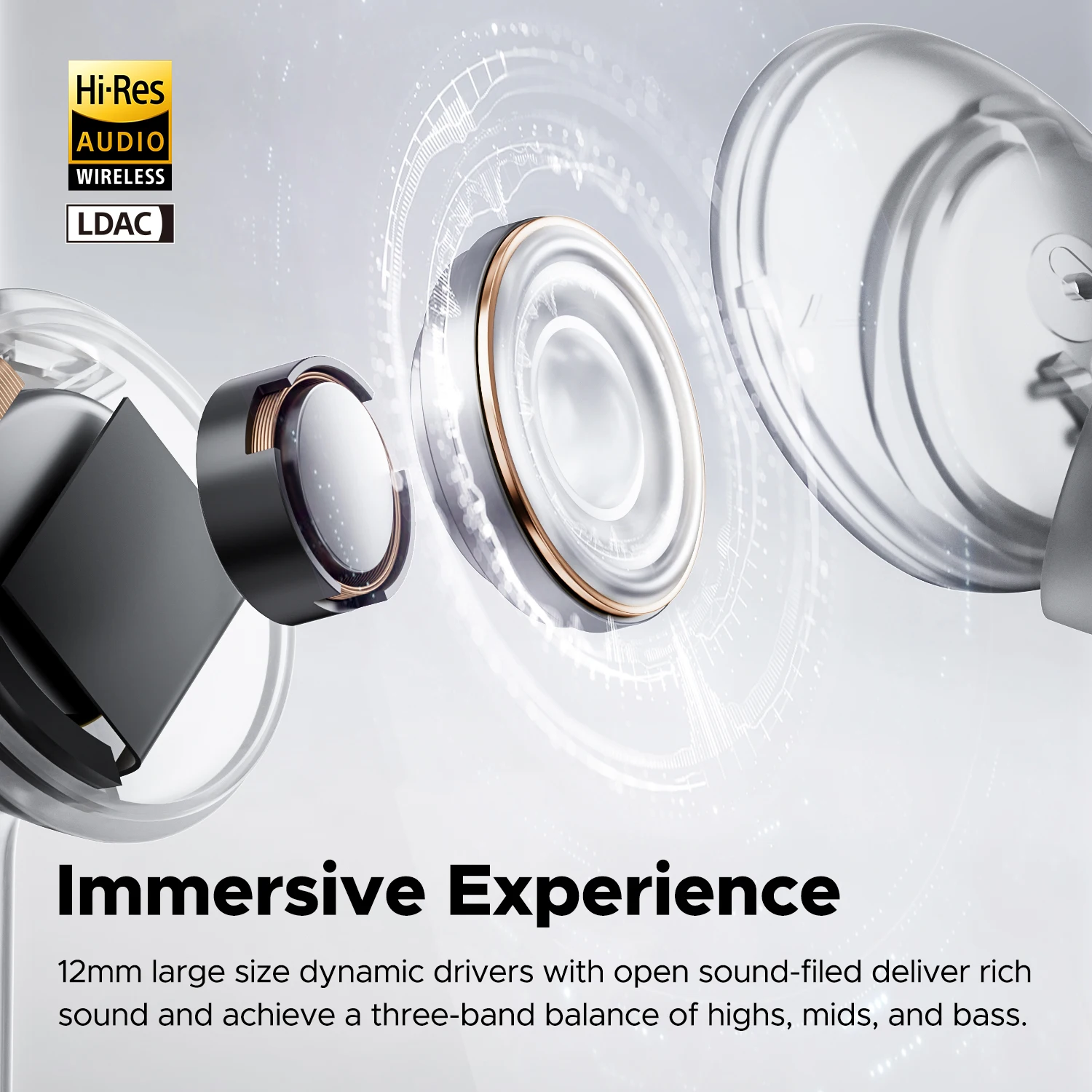 Auriculares inalámbricos SoundPEATS Capsule3 Pro con alta resolución y LDAC, auriculares híbridos ANC Bluetooth 5.3 de 43 dB con 6 micrófonos, total de 52 horas
