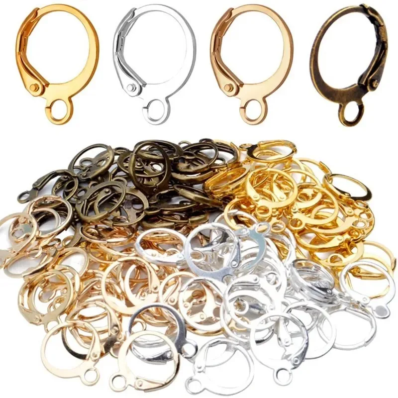 Hypoallergene Ohrringhaken, Messing-Ohrring mit Hebelrückseite, runder Haken, Ohrhaken mit offener Schlaufe für die Schmuckherstellung von Ohrringen, 20–50