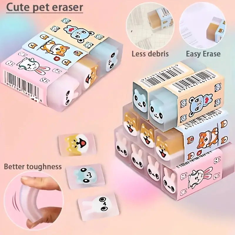 Clearance_3 pezzi/6 pezzi di gomma per animali carini, gomma gelatina creativa per cartoni animati con odore dolce, bel regalo per bambini e studenti_Continuo