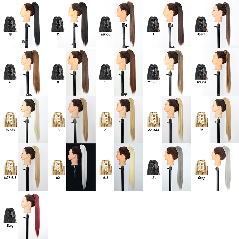 LISI GIRL 合成 24 "ロング波状爪クリップポニーテールヘアエクステンション耐熱ナチュラルウェーブポニーテール偽ヘアピース