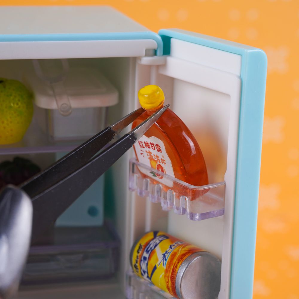 Refrigerador de doble puerta en miniatura, muebles para casa de muñecas 1:12, banco de cocina, refrigerador, congelador, juguete, cocina, accesorios de decoración del hogar