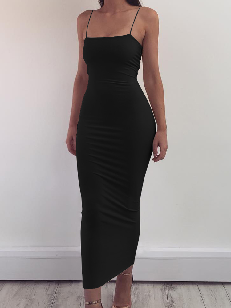 2023 neue Frühling Sommer frauen Hohe Elastische Ärmellose Backless Kleid Lange Schlinge Kleider Club Sexy Hosenträger Kleid