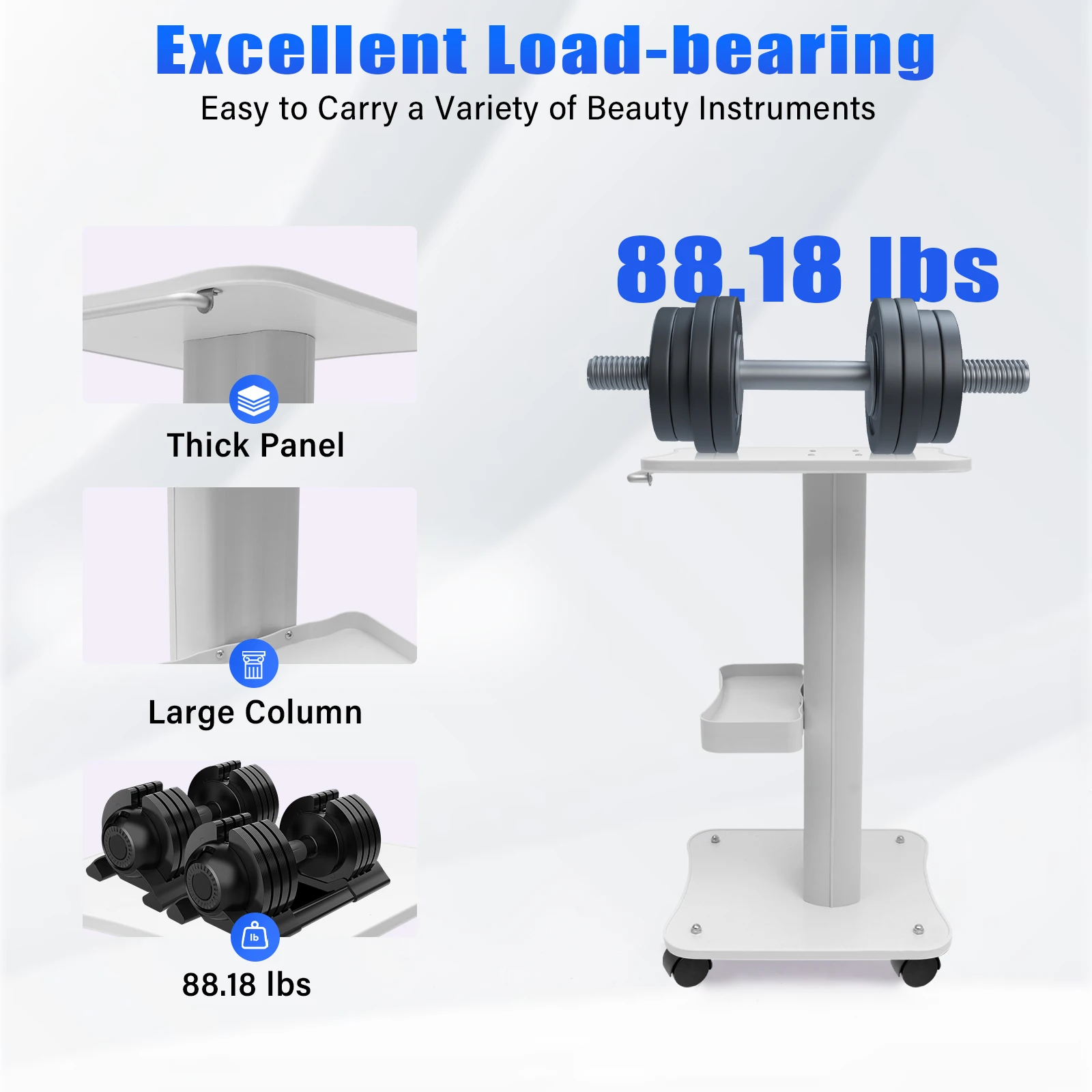Max Load 40Kg Trolley Stand Salon Rolling Cart Beauty Auxiliary Trolley Organizer Cart