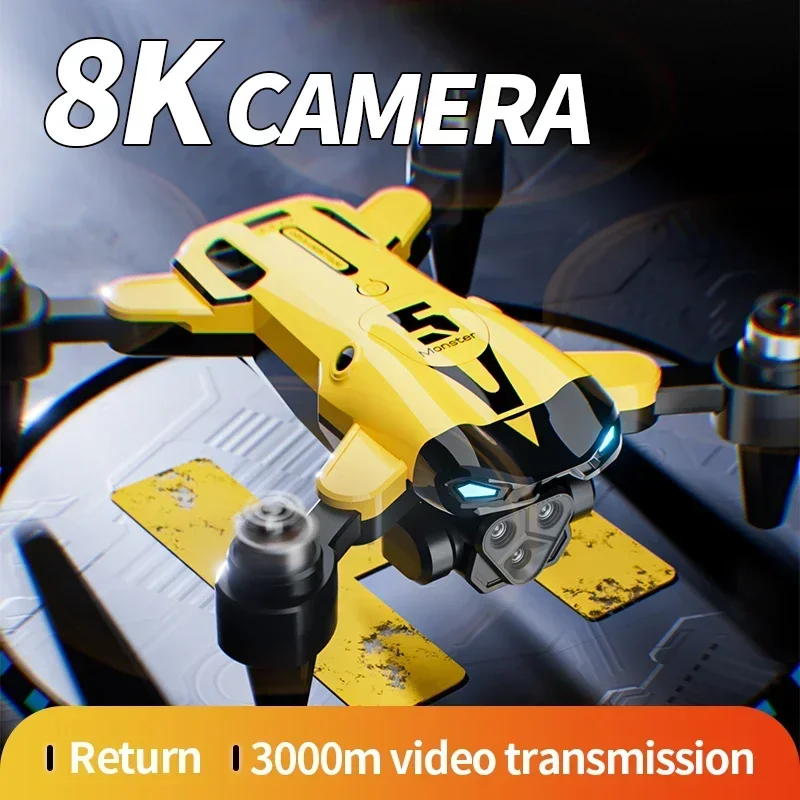 M5 drone 5g profissional 8k com grande angular, três câmeras, evita obstáculos, fluxo óptico, posicionamento, vigilância de segurança
