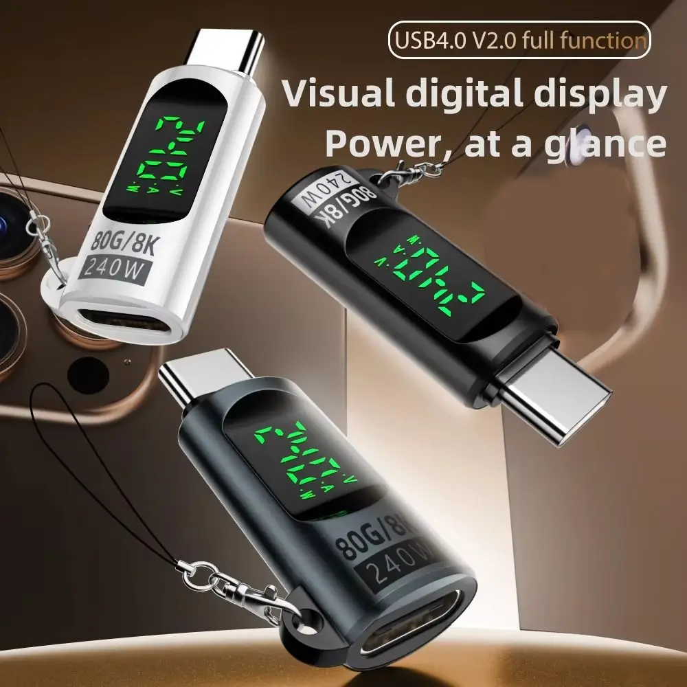 Светодиодный дисплей Адаптер OTG типа C USB-адаптер PD240W Тип C OTG Алюминиевый сплав 80 Гбит/с Конвертер USB-C для мобильных/ноутбуков